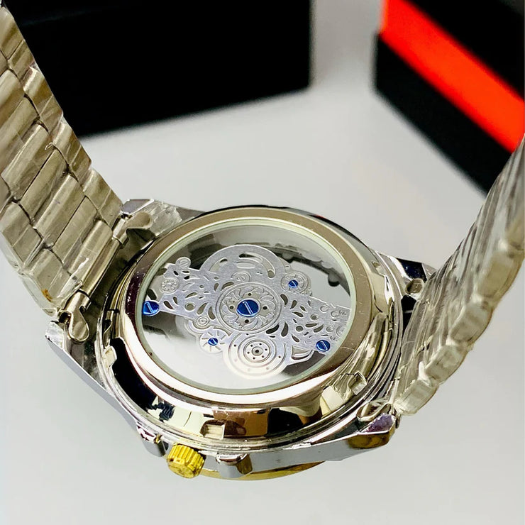 CR New Design Luxury Skeleton Watch - Stainless Steel.