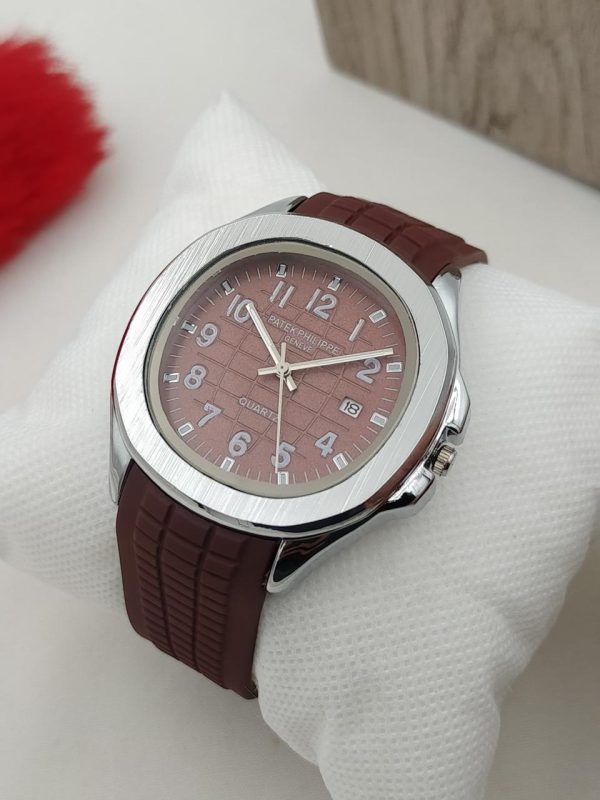 PP Stylish Watch Silicon Strap Silver Dial.