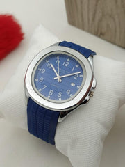 PP Stylish Watch Silicon Strap Silver Dial.